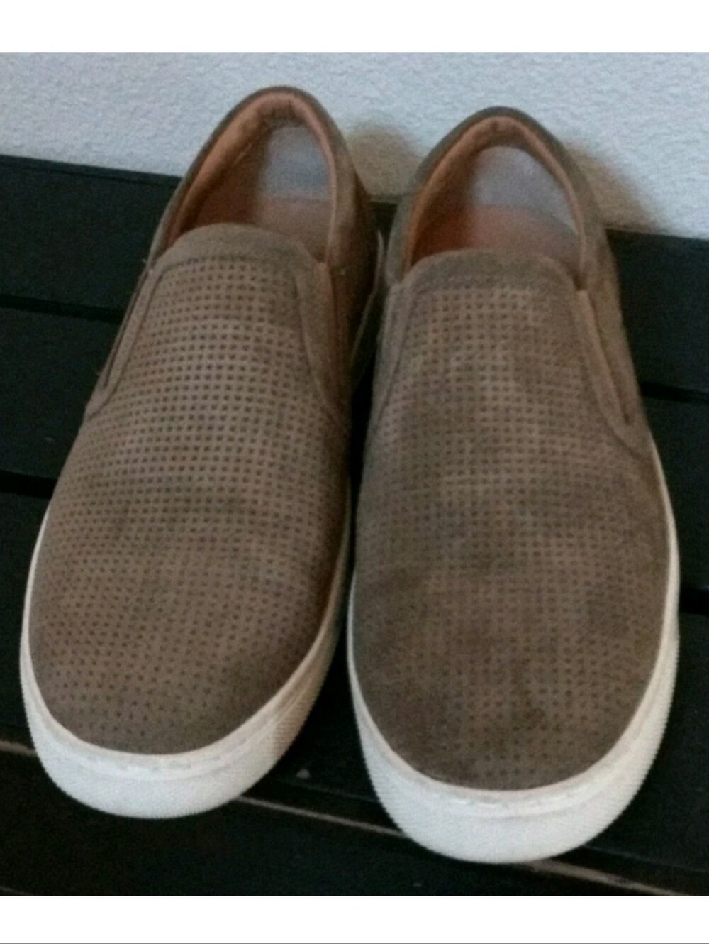 Vince Ace Perforated Suede Slip On Sneakers